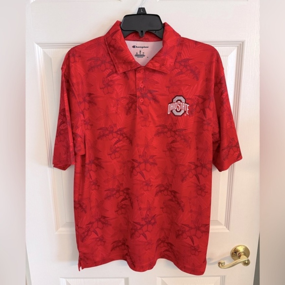 Champion Men's Red Ohio State Polo Size M